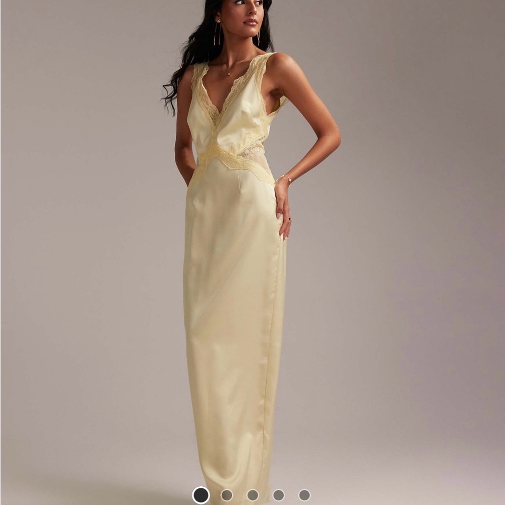 ASOS Yellow Satin Maxi Dress